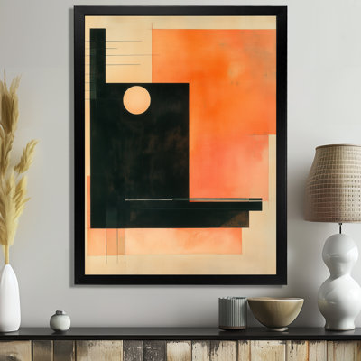 Géométrie du Soleil Ambré I - Tableau sur toile de style moderne du milieu du siècle