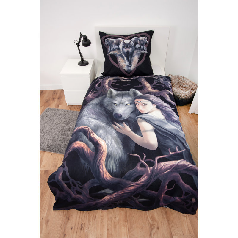 Anne Stokes Black/Grey Reversible Duvet Cover Set