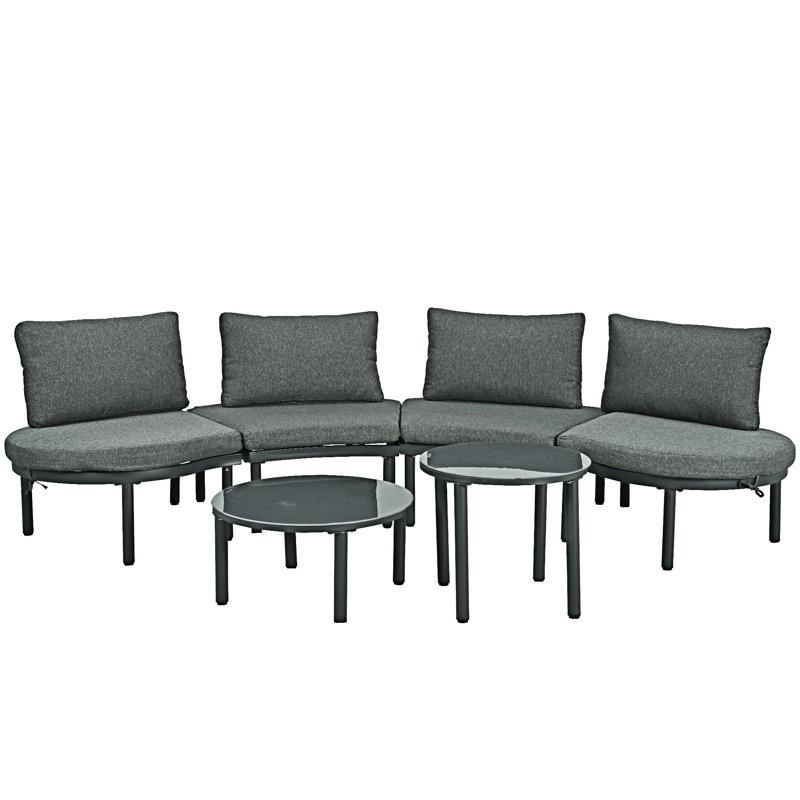 Canapé modulaire d'extérieur 6 pièces, Gris, Gris