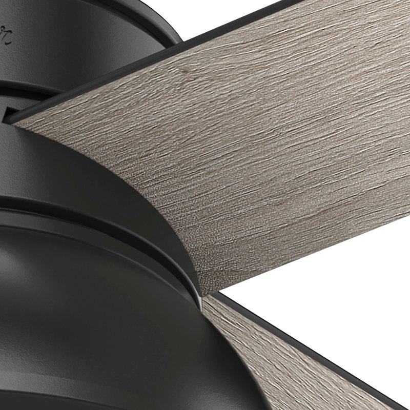 132cm Ceiling Fan with Light Kit, Light Grey Oak/Mattee Black, Mattee Black