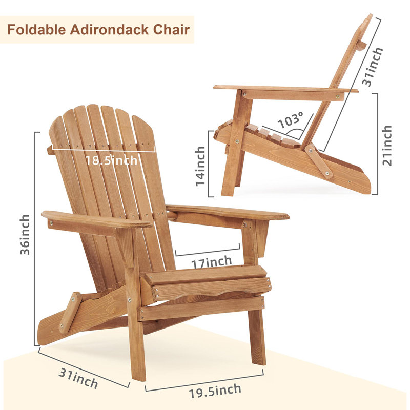 Wesley Solid Wood Folding Adirondack Chair, Brown