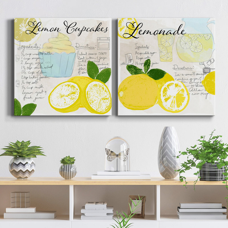 Lemon Cupcakes - ensemble de 2 reproductions sur toiles tendues, H 32 po x l 64 po x P 1 po