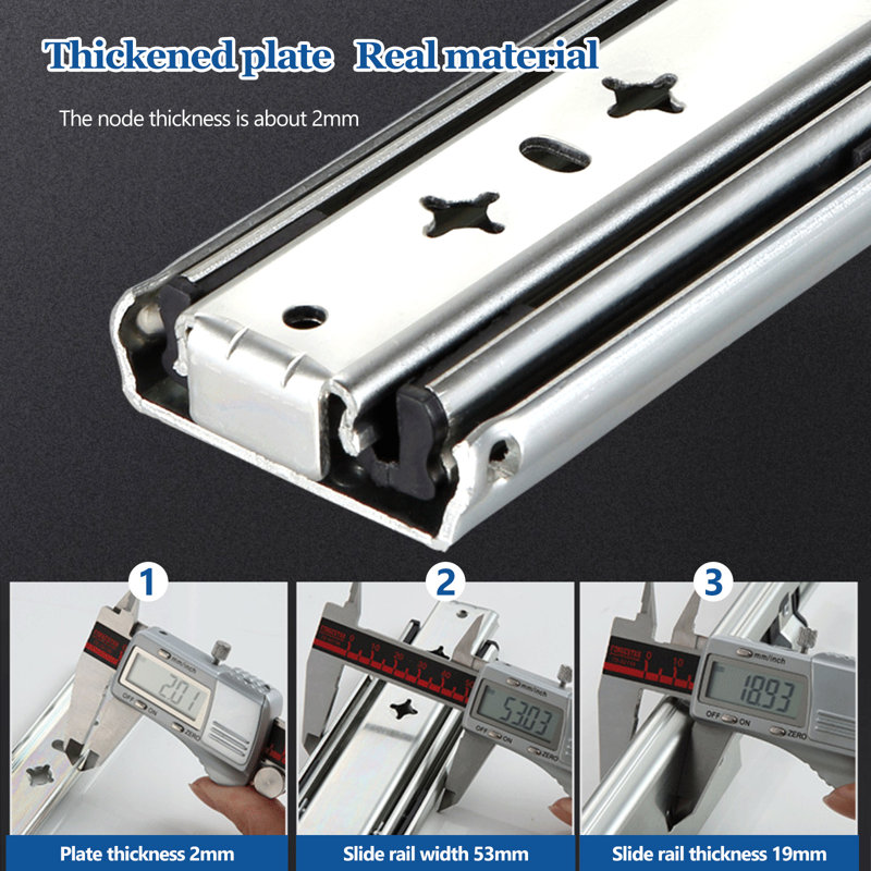 1 Pair Drawer Runners Slides Heavy Duty W/Locking Full Extension 260Ib Side Mount Rails, 2.1" H x 34" W x 0.75" D