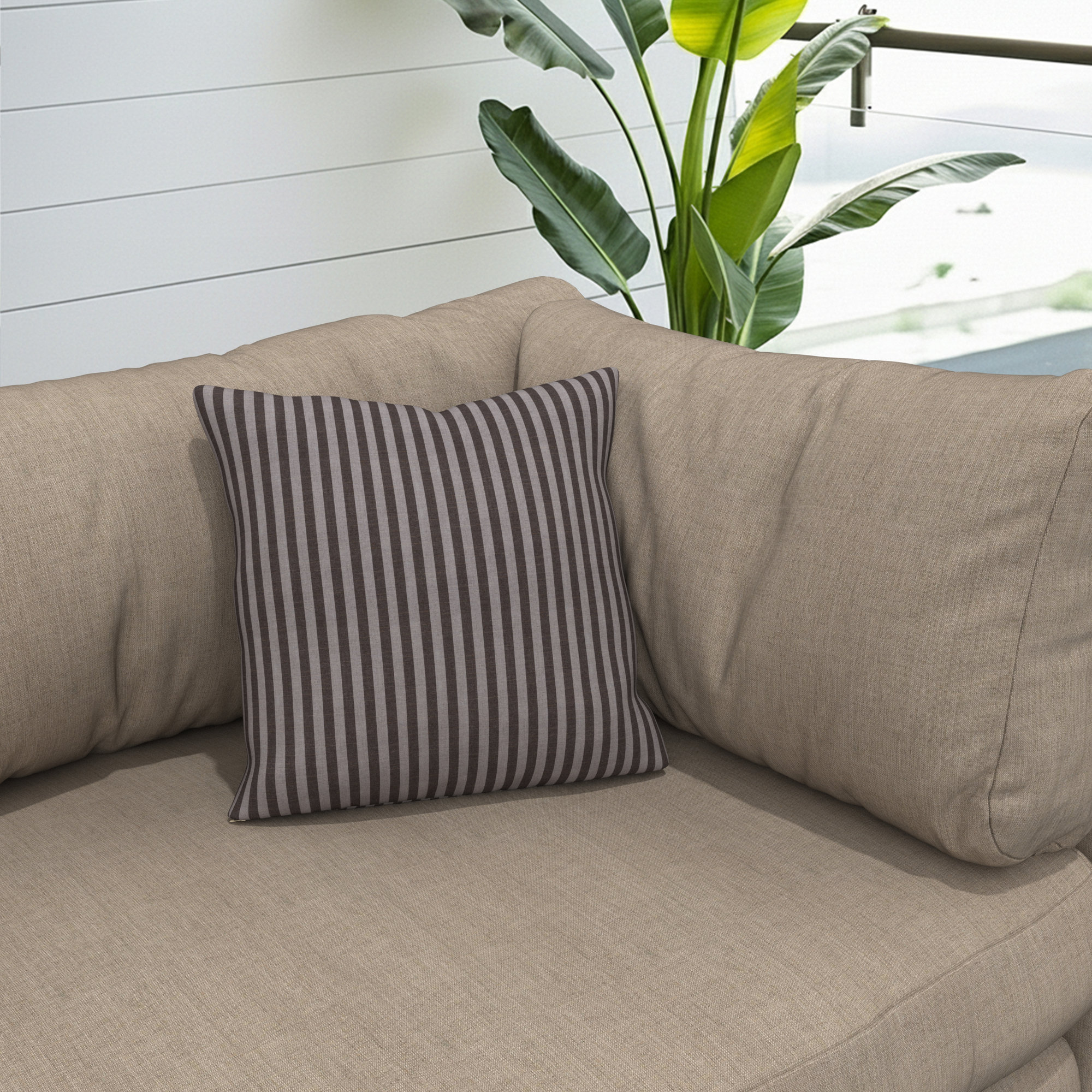 Gabi Indoor/Outdoor Throw Pillow, Sail Away Java, 16 x 16 x 3