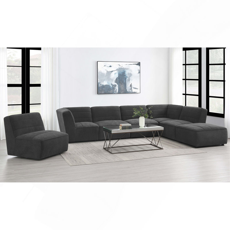 Chaise sans accoudoirs rembourrée gris foncé