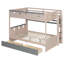 Lit superposé château pour enfant (taille standard) avec lumières DEL, 2 tiroirs de rangement et une étagère, en bois, gris-807386560-807386562