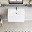 Meuble-lavabo 36 po avec tiroirs à fermeture en douceur, lavabo moderne en résine blanc brillant et lavabo flottant de qualité supérieure, envoûtant