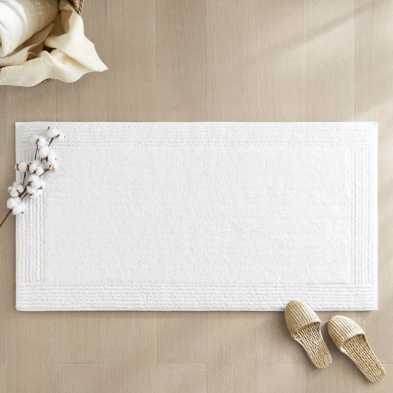 100% Cotton 3000 Gsm Reversible White Bath Rug 20X30" - Soft And Dense, Easy To Clean, Non Slip Recommended Dense Appearance, Maintenance, Approved
