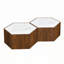 Table basse hexagonale rustique en bois rétro avec 2 tiroirs cachés-1216895667