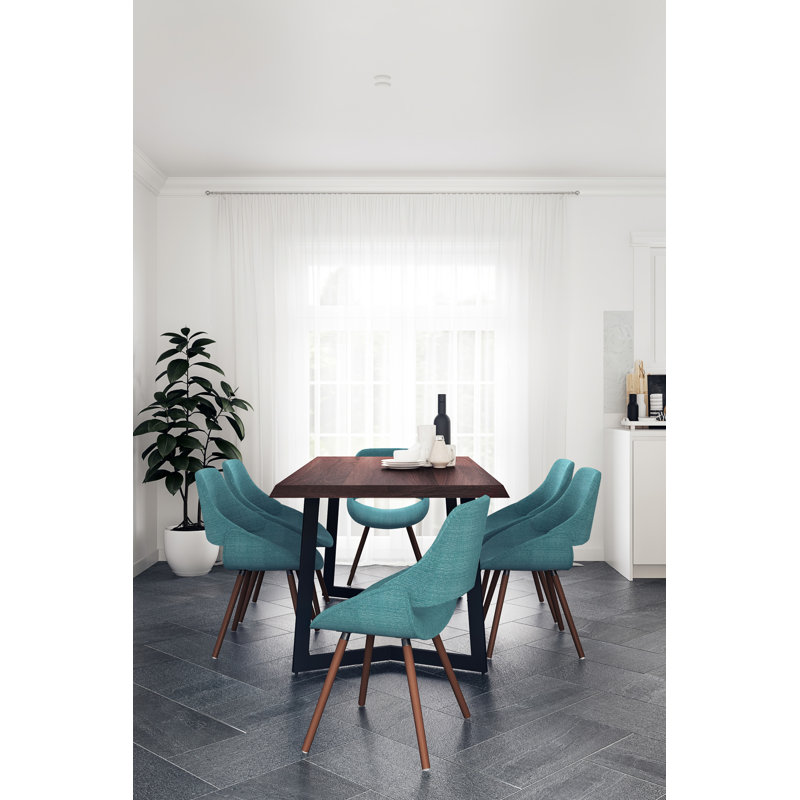 Malden 7-Piece Turquoise Blue Solid Wood Dining Set