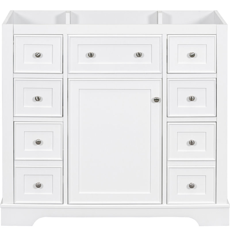 Meuble-lavabo blanc 36 po, armoire seulement, 1 et 6 tiroirs, bois massif, look moderne, finition peinte, base de meuble-lavabo blanche à assembler, armoire à tiroirs et style, peint, requis