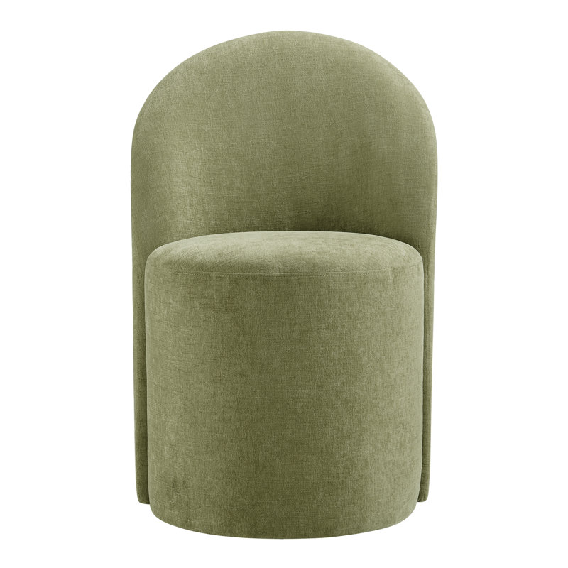 Cabrina Chenille Dining Side Chair W/ Casters, Millburry Green