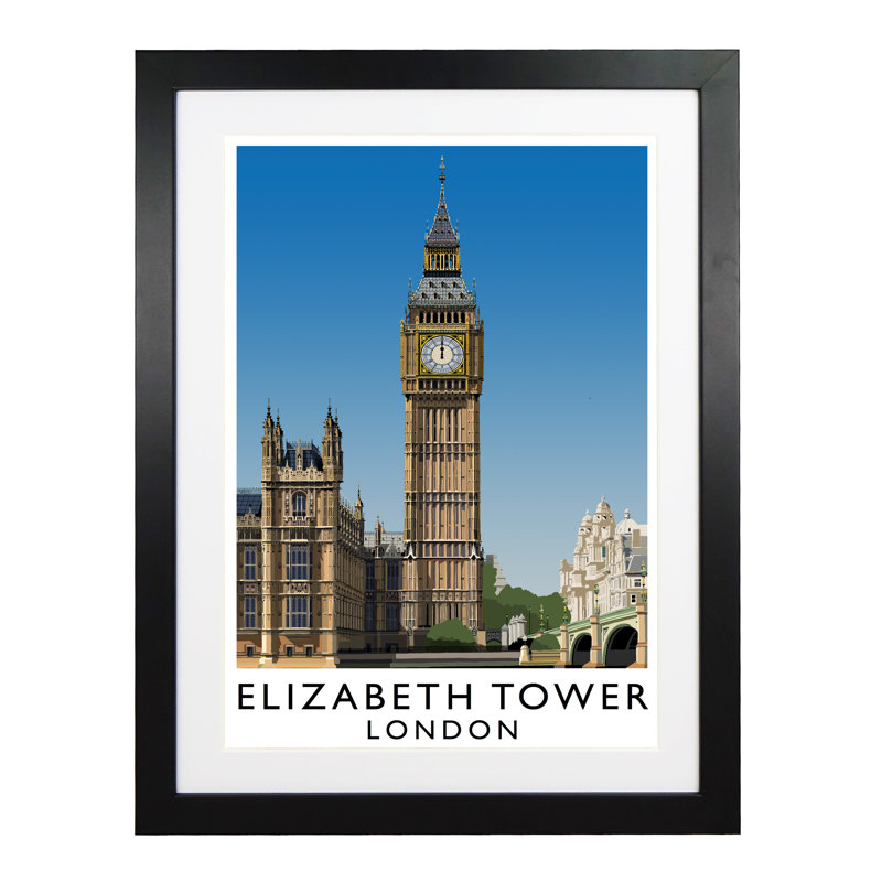 Elizabeth Tower 1 by Richard O'Neil - Print, Black Wood Frame, 43.5 cm H x 33.5 cm W x 2.2 cm D