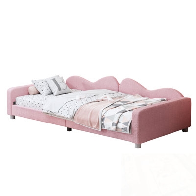Full Size Upholstered Daybed With Cloud-Shaped Backrest