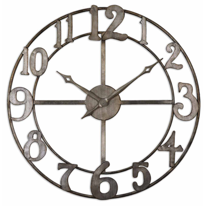 Othor Clock 34" Openwork Design Hand Forged Metal Finished Oversize