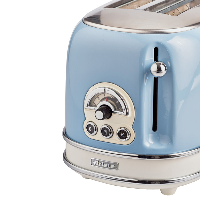 Ariete Vintage 1.7L Stainless Steel Dome Kettle with 2 Slice Toaster Set, Blue