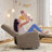 360° Swivel Rocker Recliner Glider Chair, Corduroy Nursery Chair for Small Spaces, Green-1987192923