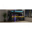 Lit mezzanine double avec bureau et garde-robe, structure de lit mezzanine avec DEL, USB intégré, noir et bleu-1609758233