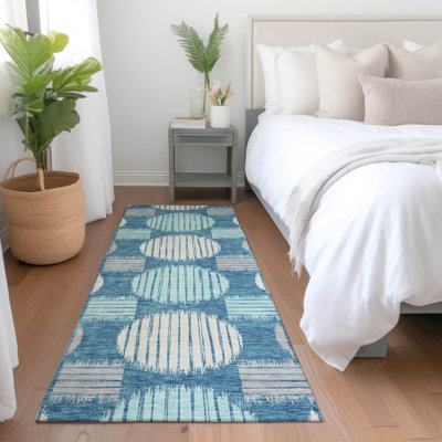 Tapis bleu sarcelle lavable à la machine Premium Prisco