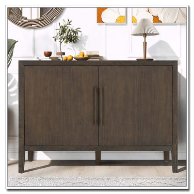 Armoire de rangement 47,25 pouces avec poignées en métal, placage de pin et 2 portes