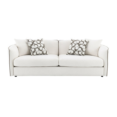 2 - Seat , Beige Chenille Full Foam Cushions, Plastic Legs, 4 Pillows, 91" Product Width, 39" Depth, 660lbs Capacity Included Solid Wood Frame, Depth