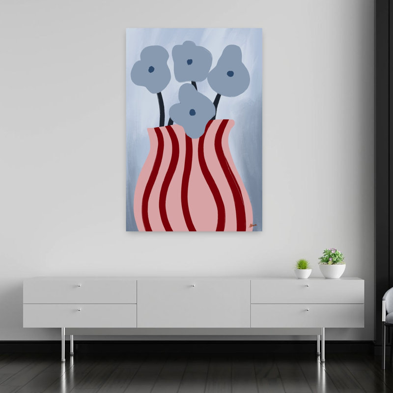 Fleurs dans un vase, art mural abstrait contemporain minimaliste, nature, H 60 po x l 40 po