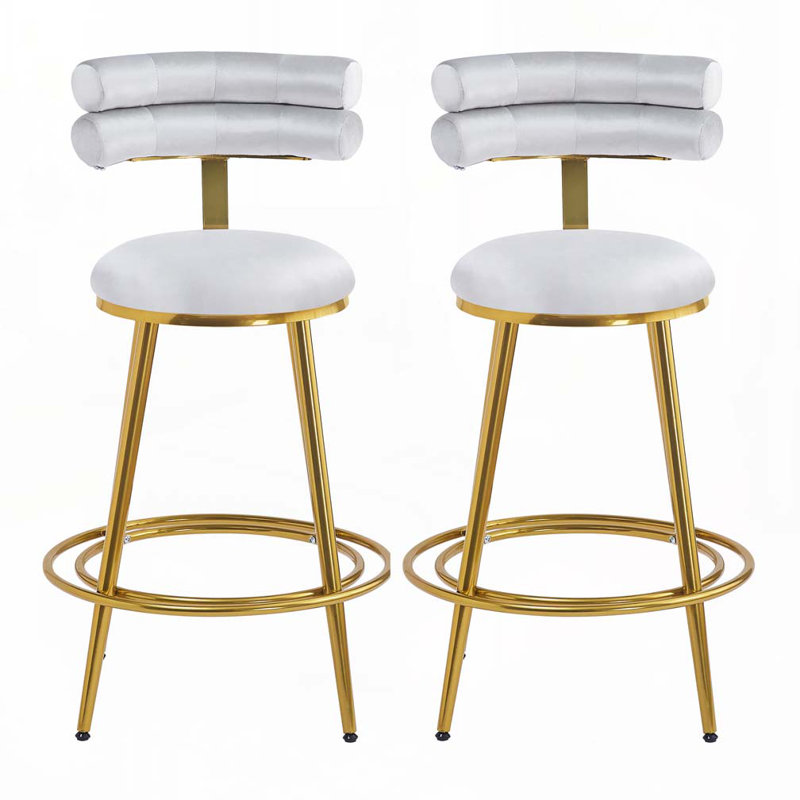 Tabourets de bar rembourrés, Gris clair