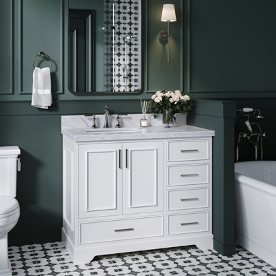 43'' Single Bathroom Vanity with Carrara Marble Top