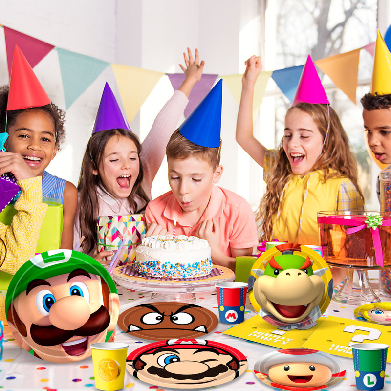 Mario Birthday Decorations Tableware,120pcs Mario Plates and Napkins Set