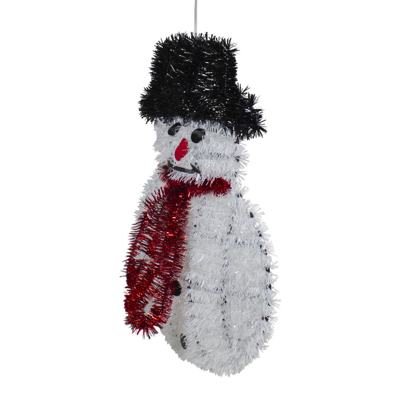Décoration de fenêtre de Noël 19 po Tinsel Snowman
