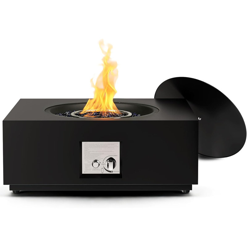  Table de foyer d'extérieur 40000 BTU 2 en 1, arrêt automatique, brûleur en acier inoxydable, housse de protection contre les intempéries