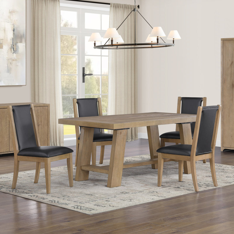 Beltran Extendable Dining Table Set, 5 Pieces: Table, 4 Chairs