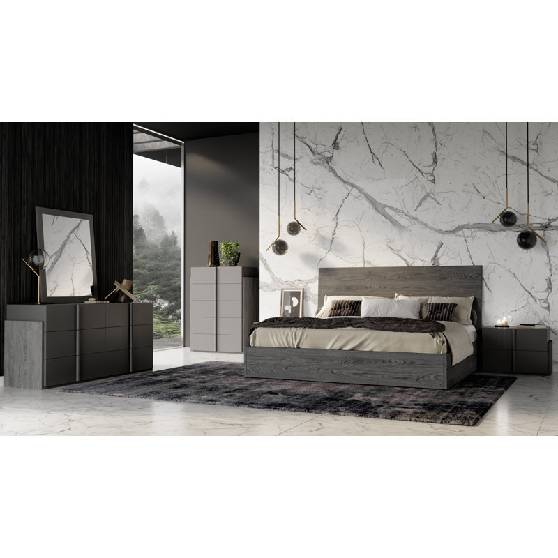 Ensemble de chambre avec lit plateforme 5 pièces Lycus, Très grand