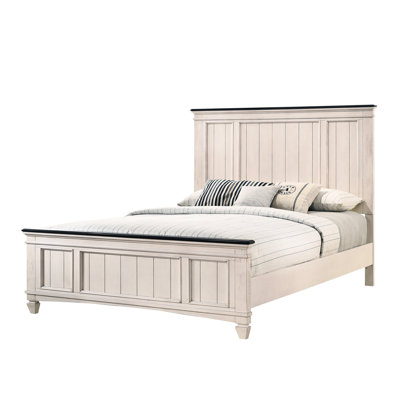 Solid Wood Queen Bed, Rustic Style With Panel Headboard And Wooden Slats Included, Bedroom Furnishing