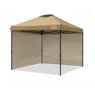 KAMPKEEPER 10x10 Pop Up Canopy Tent with 2 Sidewalls for Outdoor Use, Khaki