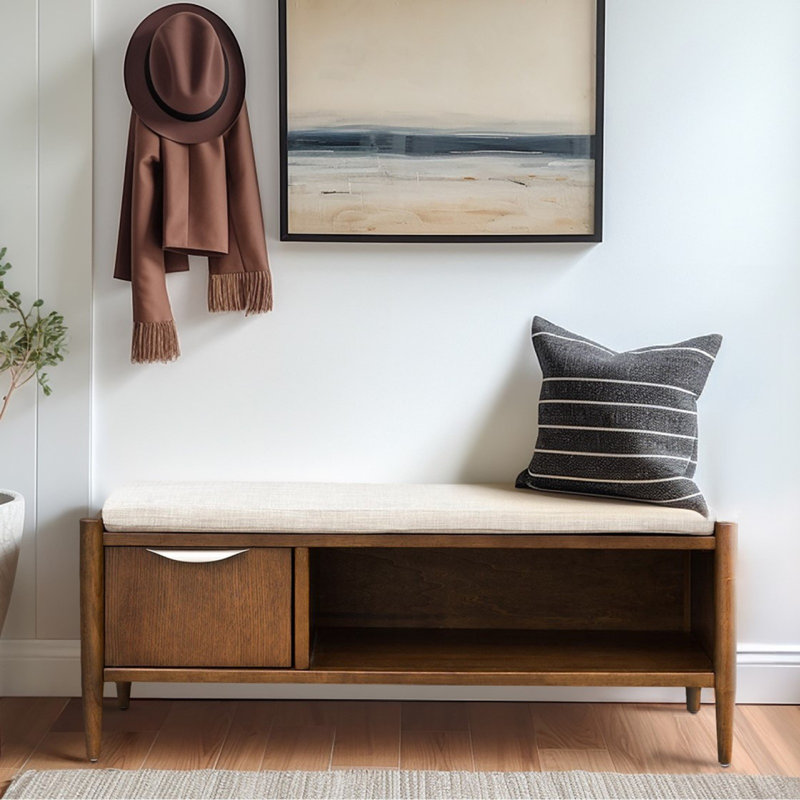 Banc d'appoint avec rangement et coussin rembourré