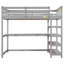 Lit mezzanine simple avec tablette de rangement et bureau en gris - Bois massif robuste pour économiser de l'espace dans la chambre à coucher-118083951-118083950