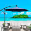 Parasol d'extérieur de 3 m avec éclairage DEL solaire - Imperméable, résistant à la décoloration, 8 baleines, manivelle, base en croix pour jardin, terrasse, cour, piscine, patio, couleurs inaltérables.