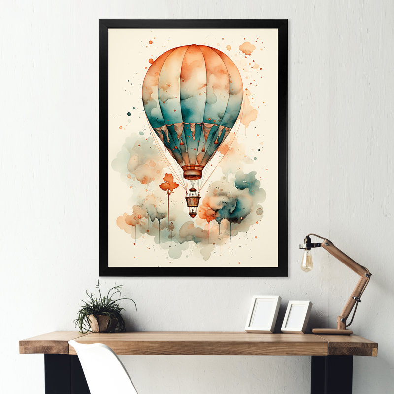 Charme classique en montgolfière III, H 44 po x l 34 po x P 1,5 po, Cadre photo noir simple