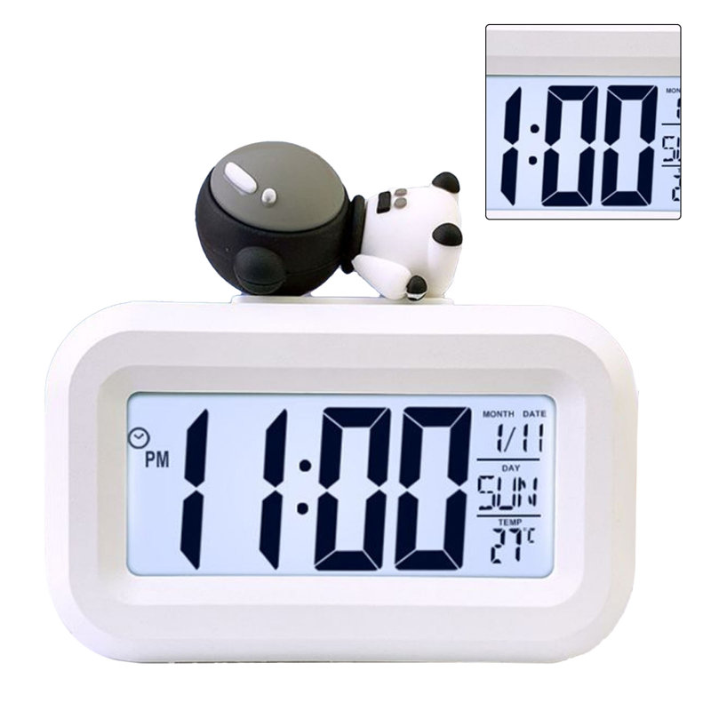 Electronic Clock Cute Cartoon LED Screen Desktop Alarm Data Time Calendar Temperature Spaceman