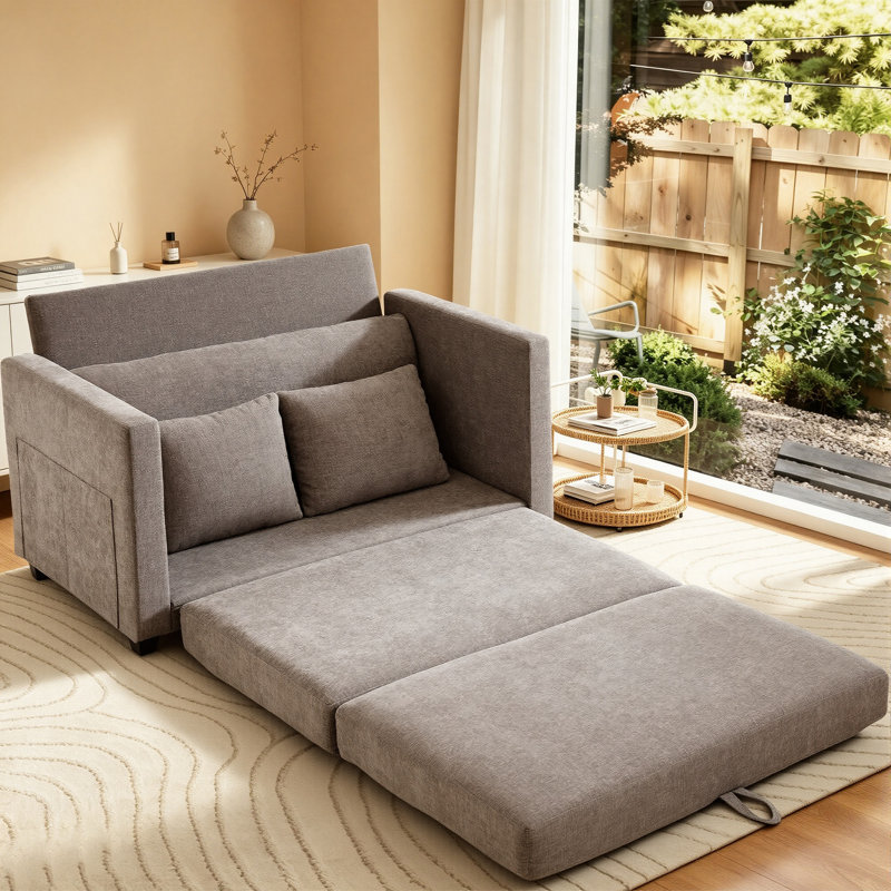 Fauteuil-lit 52 po en chenille, Brun