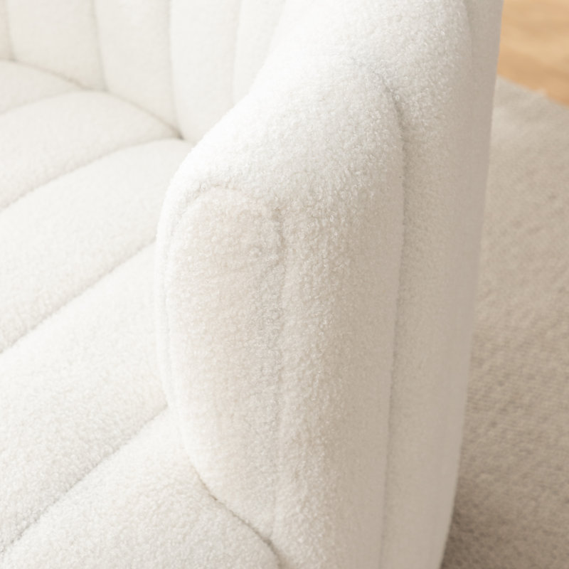 Fauteuil demi-tonneau pivotant rembourré Bryonie, Ourson blanc