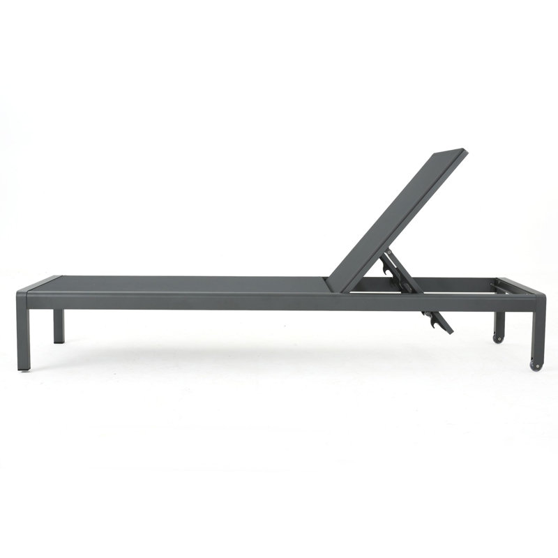 Louree Outdoor Metal Chaise Lounge Set, Gray