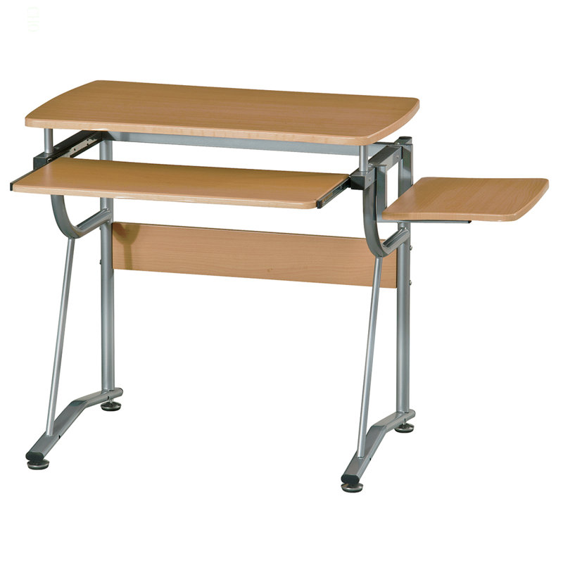Bureau d'ordinateur compact avec tablette latérale et panneau de clavier