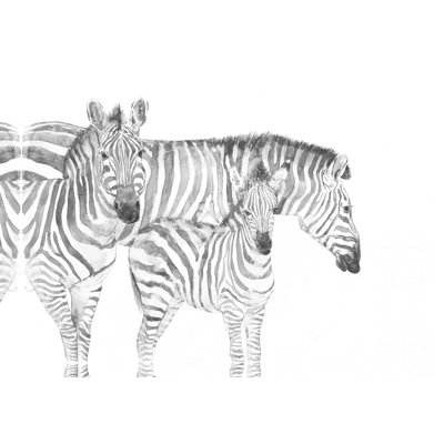 Greyscale Zebra Fam - Painting Print