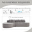 Canapé modulaire incurvé en L de 110,2 po x 62 po avec 5 coussins, siège profond, mousse à mémoire de forme haute densité, sans assemblage - gris clair-1869469349