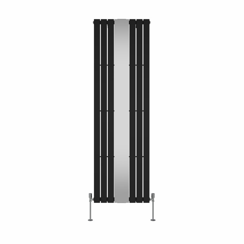 Flat Single Panel Vertical Designer Mirror Radiator, 1800cm H x 553cm W x 50cm D, Black