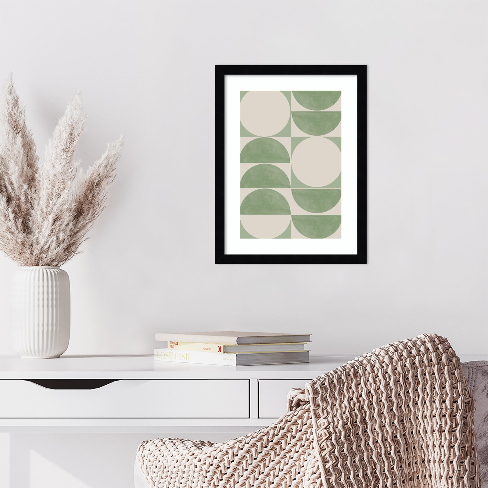 Mid Century Modern 01 Print, Black, 17" H x 13" W