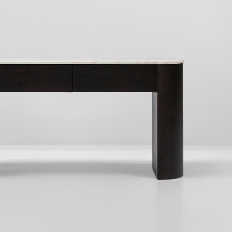 Console Modern Minimalist, H 33,5 po x l 59,1 po x P 13,8 po, Blanc/Noir, Noir