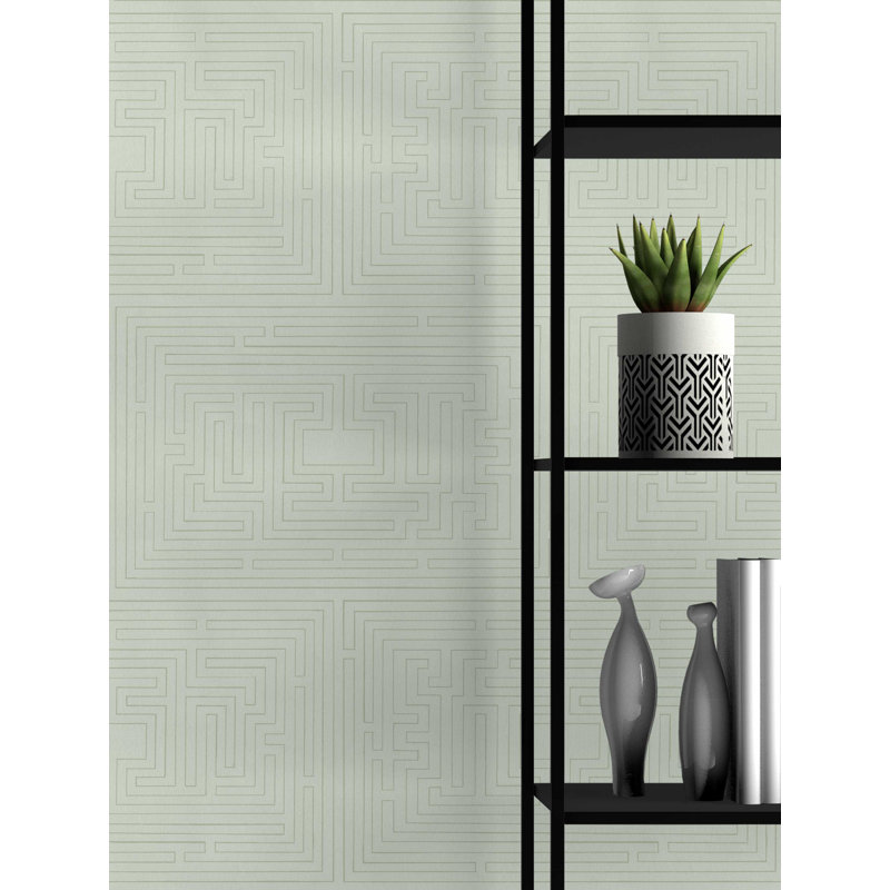 Garden Plan View II 33' L x 20.5" W  Wallpaper Roll, Light Green